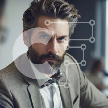 Intra Συλλεκτικό Ξύλινο Παζλ Plywood  4mm - Σοβαρός επιχειρηματίας στην αίθουσα συνεδριάσεων με δύο συναδέλφους Σε Ξύλινο Κουτί - Διαστάσεις Puzzle: 10x10 cm – 25 κομμάτια - Image 1