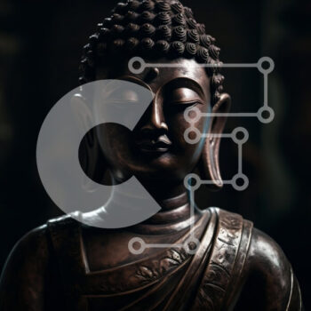 Intra Συλλεκτικό Ξύλινο Παζλ Plywood  4mm - Καθιστό άγαλμα του Βούδα σε ένα σκοτεινό δωμάτιο Σε Ξύλινο Κουτί - Διαστάσεις Puzzle: 10x10 cm – 25 κομμάτια - Image 1