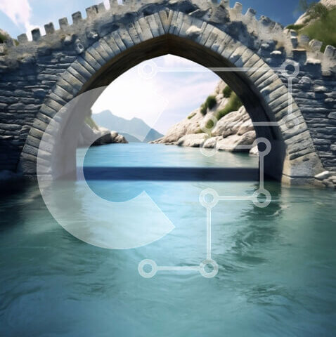 Intra Συλλεκτικό Ξύλινο Παζλ Plywood  4mm - Όμορφη εικόνα της πέτρινης γέφυρας πάνω από τον ποταμό με θέα στο βουνό Σε Ξύλινο Κουτί - Διαστάσεις: 10x10 cm – 25 κομμάτια - Image 1