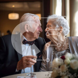 Intra Συλλεκτικό Ξύλινο Παζλ Plywood  4mm - Ηλικιωμένο ζευγάρι που απολαμβάνει ένα ποτήρι κρασί σε ένα εστιατόριο Σε Ξύλινο Κουτί - Διαστάσεις Puzzle: 10x10 cm – 25 κομμάτια