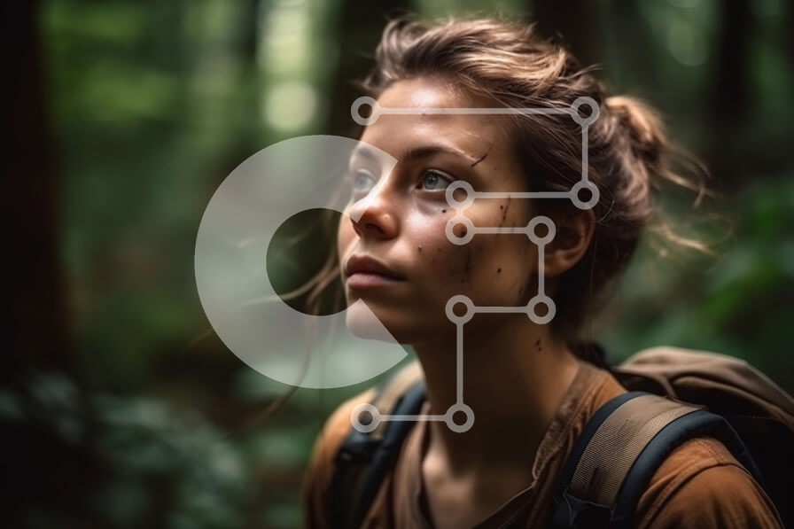 Intra Συλλεκτικό Ξύλινο Παζλ Plywood  4mm - Εκπληκτική εικόνα μιας νεαρής γυναίκας σε ένα πυκνό δάσος Σε Ξύλινο Κουτί - Διαστάσεις: 10x10 cm – 25 κομμάτια