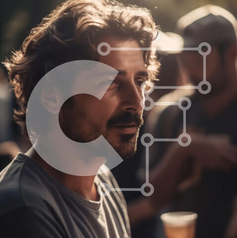 Intra Συλλεκτικό Ξύλινο Παζλ Plywood 4mm - Σοβαρός άνδρας που στέκεται στο πλήθος ανθρώπων Σε Ξύλινο Κουτί - Διαστάσεις Puzzle: 10x10 cm – 25 κομμάτια - Image 1