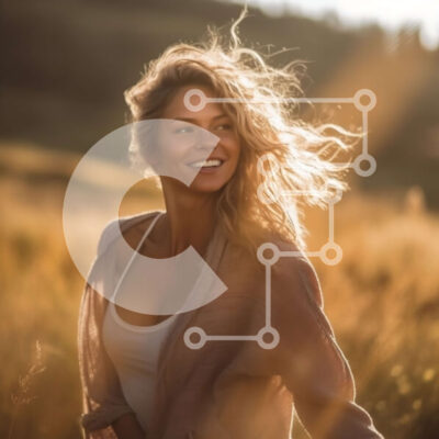 Intra Συλλεκτικό Ξύλινο Παζλ Plywood 4mm - Χαμογελαστή νεαρή γυναίκα σε ένα χωράφι με ψηλό γρασίδι Σε Ξύλινο Κουτί - Διαστάσεις Puzzle: 10x10 cm – 25 κομμάτια - Image 1