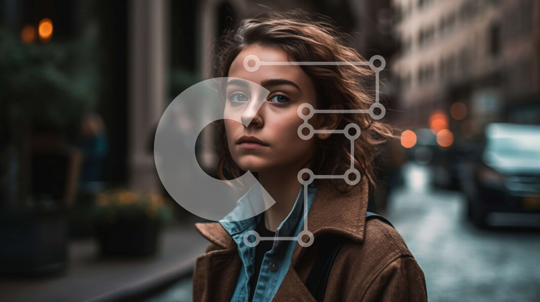 Intra Συλλεκτικό Ξύλινο Παζλ Plywood  4mm - Εσωτερική γυναίκα με καφέ σακάκι στην πολυσύχναστη οδό της πόλης Σε Ξύλινο Κουτί - Διαστάσεις Puzzle: 10x10 cm – 25 κομμάτια