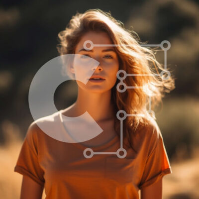 Intra Συλλεκτικό Ξύλινο Παζλ Plywood 4mm - Όμορφη εικόνα μιας νεαρής γυναίκας που στέκεται σε ένα χωράφι με μαλλιά φουσκωμένα από τον άνεμο Σε Ξύλινο Κουτί - Διαστάσεις Puzzle: 10x10 cm – 25 κομμάτια - Image 1