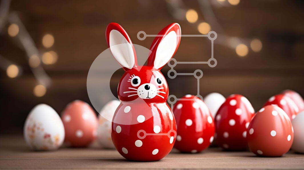 Intra Συλλεκτικό Ξύλινο Παζλ Plywood  4mm - Κόκκινο ειδώλιο λαγουδάκι με πασχαλινά αυγά Σε Ξύλινο Κουτί - Διαστάσεις: 10x10 cm – 25 κομμάτια