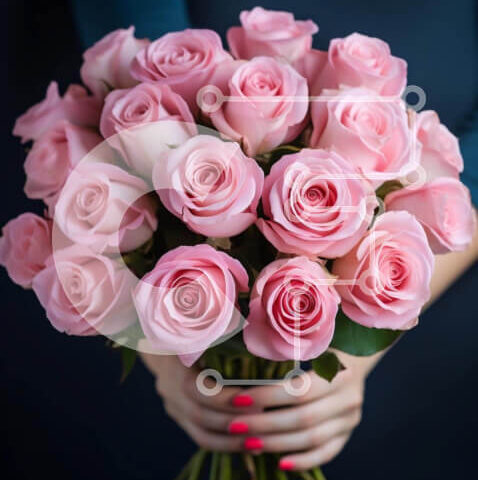 Intra Συλλεκτικό Ξύλινο Παζλ Plywood  4mm - Γυναίκα που κρατά ροζ τριαντάφυλλο μπουκέτο Σε Ξύλινο Κουτί - Διαστάσεις Puzzle: 10x10 cm – 25 κομμάτια - Image 1