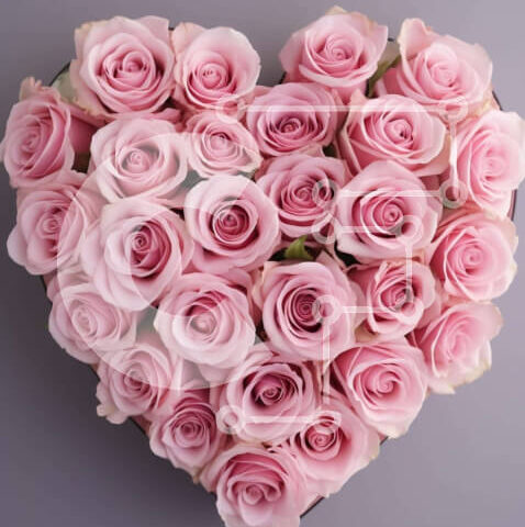 Intra Συλλεκτικό Ξύλινο Παζλ Plywood 4mm - Σύνθεση σε σχήμα καρδιάς από ροζ τριαντάφυλλα για αρραβώνα ή γάμο Σε Ξύλινο Κουτί - Διαστάσεις: 10x10 cm – 25 κομμάτια - Image 1