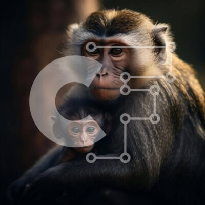 Intra Συλλεκτικό Ξύλινο Παζλ Plywood  4mm - Δύο πίθηκοι που κρατούν ο ένας τον άλλον Σε Ξύλινο Κουτί - Διαστάσεις: 10x10 cm – 25 κομμάτια - Image 1