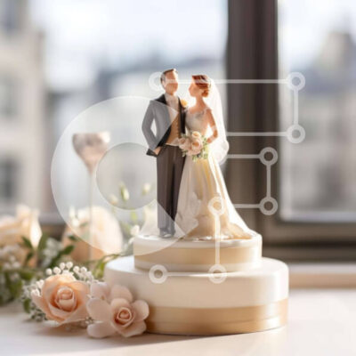 Intra Συλλεκτικό Ξύλινο Παζλ Plywood 4mm - Τοπέρ για γαμήλια τούρτα με ειδώλια και μπουκάλια κρασιού Σε Ξύλινο Κουτί - Διαστάσεις: 10x10 cm – 25 κομμάτια - Image 1