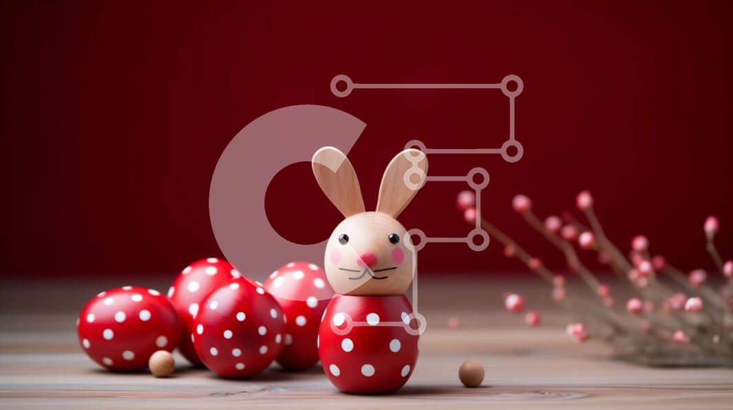 Intra Συλλεκτικό Ξύλινο Παζλ Plywood  4mm - Ξύλινο παιχνίδι λαγουδάκι με κόκκινα και άσπρα αυγά Σε Ξύλινο Κουτί - Διαστάσεις: 10x10 cm – 25 κομμάτια