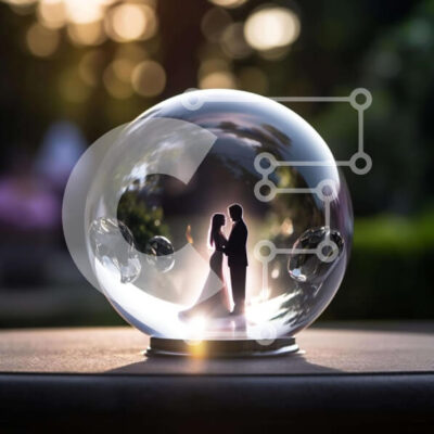 Intra Συλλεκτικό Ξύλινο Παζλ Plywood  4mm - Σιλουέτα ζευγάρι σε μια γυάλινη μπάλα Σε Ξύλινο Κουτί - Διαστάσεις Puzzle: 10x10 cm – 25 κομμάτια - Image 1