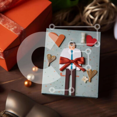 Intra Συλλεκτικό Ξύλινο Παζλ Plywood  4mm - Άγιος Βασίλης με ανοιχτό κουτί δώρου και διακοσμητικά Σε Ξύλινο Κουτί - Διαστάσεις: 10x10 cm – 25 κομμάτια - Image 1