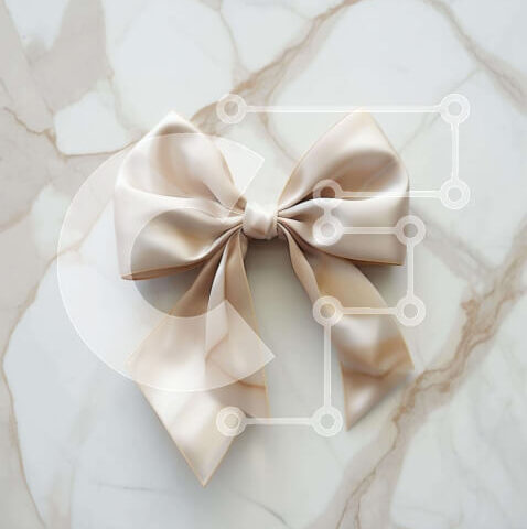 Intra Συλλεκτικό Ξύλινο Παζλ Plywood  4mm - Κομψός μπεζ σατέν φιόγκος σε μαρμάρινη επιφάνεια Σε Ξύλινο Κουτί - Διαστάσεις Puzzle: 10x10 cm – 25 κομμάτια - Image 1