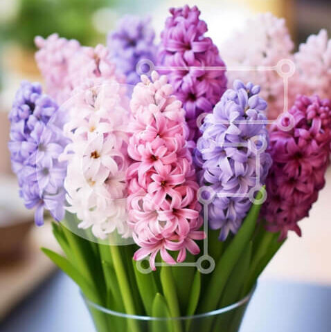 Intra Συλλεκτικό Ξύλινο Παζλ Plywood  4mm - Πολύχρωμοι υάκινθοι σε γυάλινο βάζο Σε Ξύλινο Κουτί - Διαστάσεις: 10x10 cm – 25 κομμάτια - Image 1