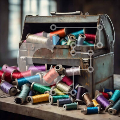 Intra Συλλεκτικό Ξύλινο Παζλ Plywood  4mm - Πολύχρωμα καρούλια με νήματα σε μεταλλικό κουτί Σε Ξύλινο Κουτί - Διαστάσεις: 10x10 cm – 25 κομμάτια - Image 1