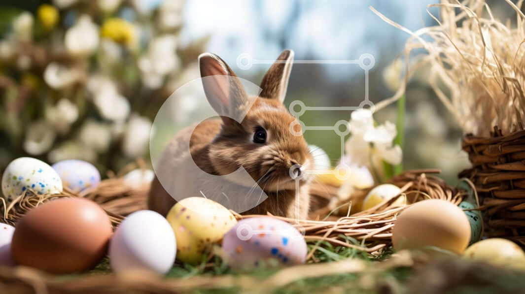 Intra Συλλεκτικό Ξύλινο Παζλ Plywood  4mm - Καφέ λαγουδάκι στη φωλιά αυγών του Πάσχα Σε Ξύλινο Κουτί - Διαστάσεις: 10x10 cm – 25 κομμάτια