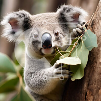 Intra Συλλεκτικό Ξύλινο Παζλ Plywood  4mm - Αξιολάτρευτη εικόνα ενός κοάλα σε ένα κλαδί δέντρου που τρώει ένα φύλλο ευκαλύπτου Σε Ξύλινο Κουτί - Διαστάσεις: 10x10 cm – 25 κομμάτια - Image 1