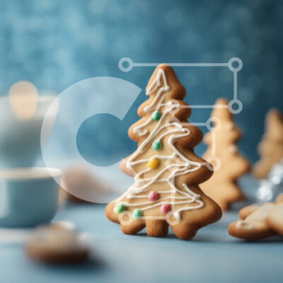 Intra Συλλεκτικό Ξύλινο Παζλ Plywood  4mm - Στολισμένα μπισκότα χριστουγεννιάτικου δέντρου με φλιτζάνια και πιατάκια Σε Ξύλινο Κουτί - Διαστάσεις: 10x10 cm – 25 κομμάτια - Image 1