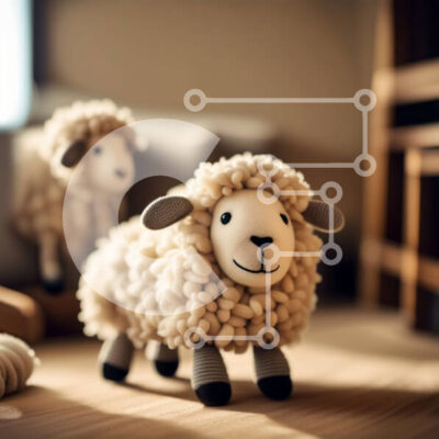 Intra Συλλεκτικό Ξύλινο Παζλ Plywood  4mm - Αξιολάτρευτη εικόνα με δύο γεμιστά παιχνίδια προβάτων Σε Ξύλινο Κουτί - Διαστάσεις: 10x10 cm – 25 κομμάτια - Image 1