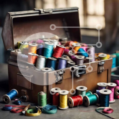 Intra Συλλεκτικό Ξύλινο Παζλ Plywood  4mm - Ανοιχτό μπαούλο με πολύχρωμες κλωστές για χειροτεχνίες και έργα ραπτικής Σε Ξύλινο Κουτί - Διαστάσεις Puzzle: 10x10 cm – 25 κομμάτια - Image 1