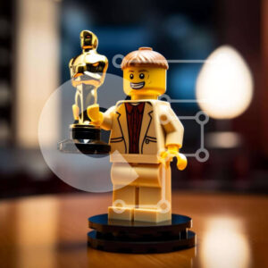 Intra Συλλεκτικό Ξύλινο Παζλ Plywood  4mm - Φιγούρα Lego με αγαλματίδιο Oscar Σε Ξύλινο Κουτί - Διαστάσεις: 10x10 cm – 25 κομμάτια