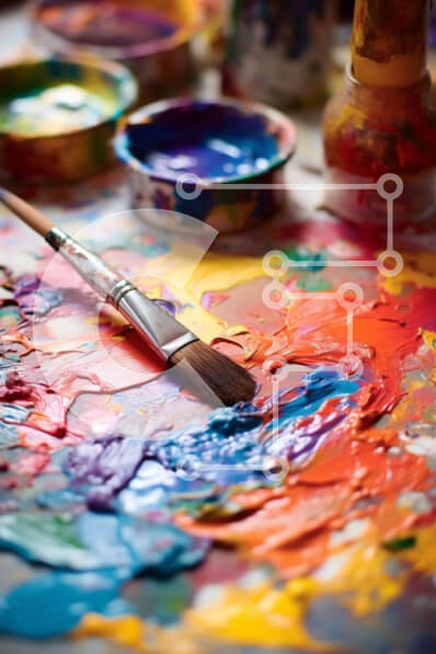 Intra Συλλεκτικό Ξύλινο Παζλ Plywood  4mm - Ζωντανή παλέτα ζωγραφικής με πινέλο για καλλιτεχνική έκφραση Σε Ξύλινο Κουτί - Διαστάσεις: 10x10 cm – 25 κομμάτια