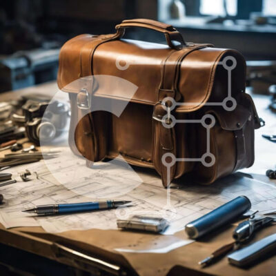 Intra Συλλεκτικό Ξύλινο Παζλ Plywood  4mm - Καφέ Δερμάτινος Χαρτοφύλακας και Εργαλεία Καλλιτέχνη στον χώρο εργασίας Σε Ξύλινο Κουτί - Διαστάσεις: 10x10 cm – 25 κομμάτια - Image 1