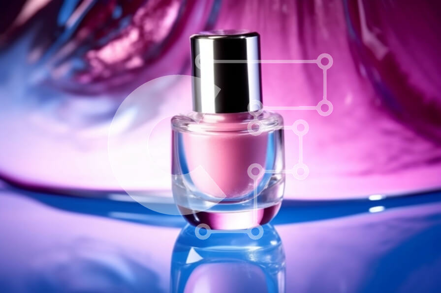 Intra Συλλεκτικό Ξύλινο Παζλ Plywood  4mm - Γυναικείο και πολυτελές ροζ βερνίκι νυχιών σε στροβιλιζόμενο αφηρημένο φόντο Σε Ξύλινο Κουτί - Διαστάσεις Puzzle: 10x10 cm – 25 κομμάτια