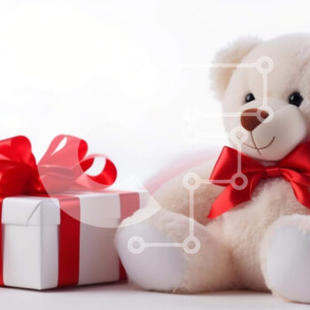 Intra Συλλεκτικό Ξύλινο Παζλ Plywood  4mm - Teddy Bear με δώρα και μπαλόνια - Μια γιορτινή ευκαιρία Σε Ξύλινο Κουτί - Διαστάσεις: 10x10 cm – 25 κομμάτια - Image 1