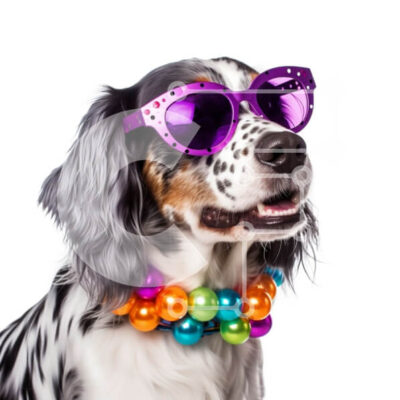 Intra Συλλεκτικό Ξύλινο Παζλ Plywood  4mm - Αξιολάτρευτο σκυλί με πολύχρωμες χάντρες και κομψά γυαλιά ηλίου Σε Ξύλινο Κουτί - Διαστάσεις: 10x10 cm – 25 κομμάτια - Image 1