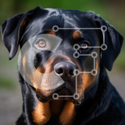 Intra Συλλεκτικό Ξύλινο Παζλ Plywood  4mm - Κοντινό πλάνο ενός μεγάλου μαύρου και καστανού σκύλου με μια σοβαρή έκφραση Σε Ξύλινο Κουτί - Διαστάσεις: 10x10 cm – 25 κομμάτια - Image 1