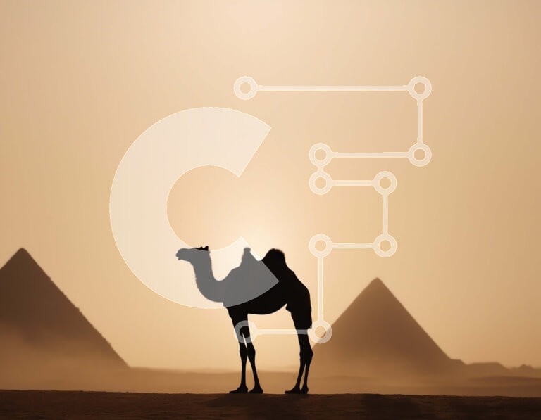 Intra Συλλεκτικό Ξύλινο Παζλ Plywood  4mm - Καμήλα μπροστά από τις πυραμίδες στο ηλιοβασίλεμα Σε Ξύλινο Κουτί - Διαστάσεις Puzzle: 10x10 cm – 25 κομμάτια