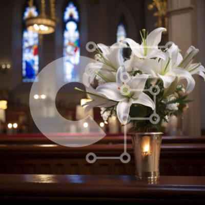 Intra Συλλεκτικό Ξύλινο Παζλ Plywood  4mm - Άδεια εκκλησία με λευκούς κρίνους και βιτρό Σε Ξύλινο Κουτί - Διαστάσεις Puzzle: 10x10 cm – 25 κομμάτια - Image 1