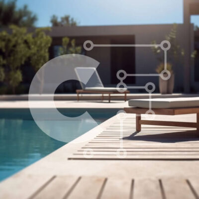 Intra Συλλεκτικό Ξύλινο Παζλ Plywood 4mm - Μοντέρνο υπαίθριο καθιστικό με πισίνα και ξαπλώστρες Σε Ξύλινο Κουτί - Διαστάσεις Puzzle: 10x10 cm – 25 κομμάτια - Image 1