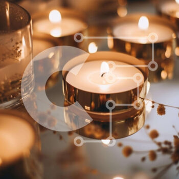 Intra Συλλεκτικό Ξύλινο Παζλ Plywood  4mm - Ομάδα κεριών στο τραπέζι με λουλούδια Σε Ξύλινο Κουτί - Διαστάσεις Puzzle: 10x10 cm – 25 κομμάτια - Image 1