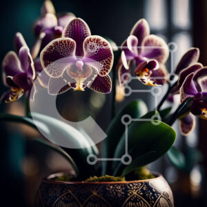 Intra Συλλεκτικό Ξύλινο Παζλ Plywood  4mm - Όμορφη κινηματογράφηση σε πρώτο πλάνο μιας μωβ ορχιδέας με σκούρα μοβ λουλούδια και λευκές κηλίδες Σε Ξύλινο Κουτί - Διαστάσεις: 10x10 cm – 25 κομμάτια