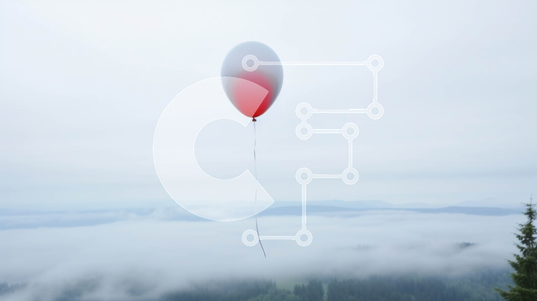 Intra Συλλεκτικό Ξύλινο Παζλ Plywood  4mm - Κόκκινο και άσπρο μπαλόνι που επιπλέει στον αέρα πάνω από δέντρα και βουνά Σε Ξύλινο Κουτί - Διαστάσεις: 10x10 cm – 25 κομμάτια