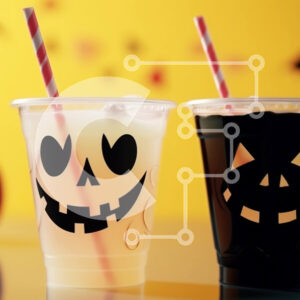 Intra Συλλεκτικό Ξύλινο Παζλ Plywood  4mm - Φλιτζάνια Jack-O-Lantern Halloween στο τραπέζι με κολοκύθες Σε Ξύλινο Κουτί - Διαστάσεις: 10x10 cm – 25 κομμάτια