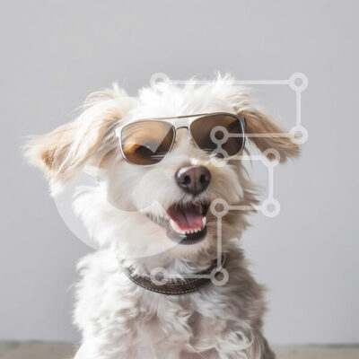 Intra Συλλεκτικό Ξύλινο Παζλ Plywood  4mm - Αξιολάτρευτο μικρό λευκό σκυλί με γυαλιά ηλίου σε ξύλινο πάτωμα Σε Ξύλινο Κουτί - Διαστάσεις: 10x10 cm – 25 κομμάτια - Image 1