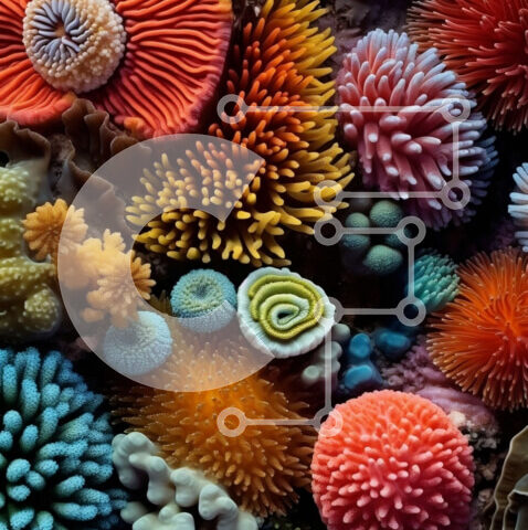 Intra Συλλεκτικό Ξύλινο Παζλ Plywood 4mm - Δονούμενη εικόνα του πολύχρωμου κοραλλιού σε έναν υποβρύχιο κόσμο Σε Ξύλινο Κουτί - Διαστάσεις: 10x10 cm – 25 κομμάτια - Image 1