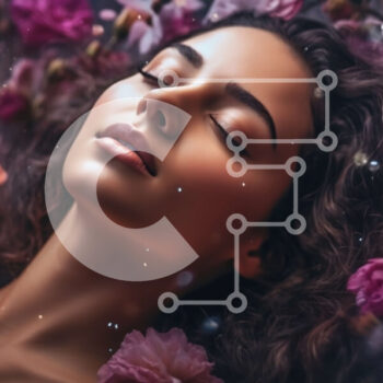 Intra Συλλεκτικό Ξύλινο Παζλ Plywood  4mm - Όμορφη εικόνα μιας γυναίκας που περιβάλλεται από ροζ λουλούδια σε μια έναστρη νύχτα Σε Ξύλινο Κουτί - Διαστάσεις Puzzle: 10x10 cm – 25 κομμάτια - Image 1