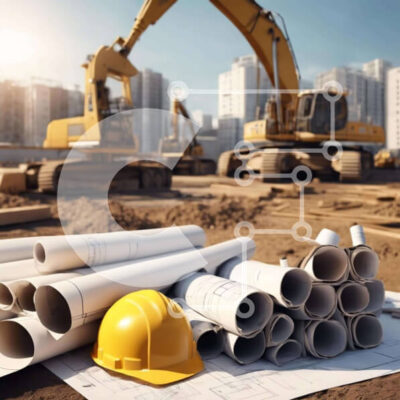 Intra Συλλεκτικό Ξύλινο Παζλ Plywood  4mm - Εργοτάξιο με εκσκαφέα, μπουλντόζες και σχεδιαγράμματα Σε Ξύλινο Κουτί - Διαστάσεις Puzzle: 10x10 cm – 25 κομμάτια - Image 1