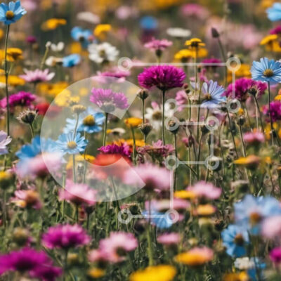 Intra Συλλεκτικό Ξύλινο Παζλ Plywood  4mm - Ζωντανό τοπίο αγριολούλουδων Σε Ξύλινο Κουτί - Διαστάσεις: 10x10 cm – 25 κομμάτια - Image 1