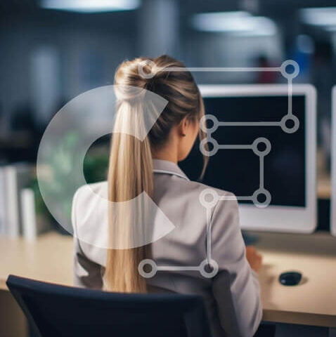 Intra Συλλεκτικό Ξύλινο Παζλ Plywood  4mm - Γυναίκα που εργάζεται στο γραφείο στο χώρο του γραφείου Σε Ξύλινο Κουτί - Διαστάσεις Puzzle: 10x10 cm – 25 κομμάτια - Image 1