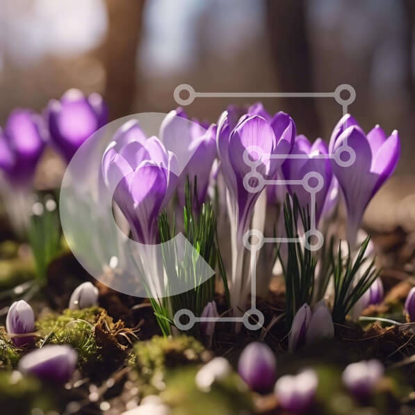 Intra Συλλεκτικό Ξύλινο Παζλ Plywood  4mm - Όμορφοι ανοιξιάτικοι κρόκοι στο δάσος Σε Ξύλινο Κουτί - Διαστάσεις: 10x10 cm – 25 κομμάτια