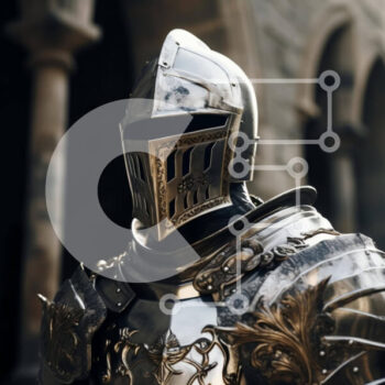 Intra Συλλεκτικό Ξύλινο Παζλ Plywood  4mm - Ιππότης με πανοπλία που στέκεται μπροστά από το Archway Σε Ξύλινο Κουτί - Διαστάσεις Puzzle: 10x10 cm – 25 κομμάτια - Image 1