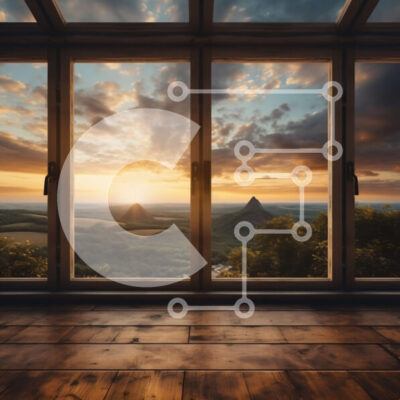 Intra Συλλεκτικό Ξύλινο Παζλ Plywood  4mm - Θέα στο βουνό από το παράθυρο στο ηλιοβασίλεμα Σε Ξύλινο Κουτί - Διαστάσεις: 10x10 cm – 25 κομμάτια - Image 1