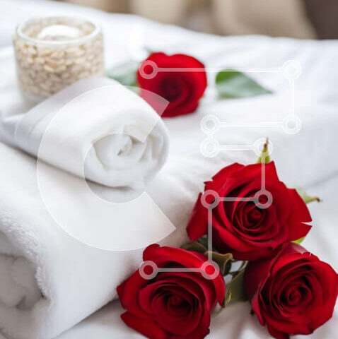 Intra Συλλεκτικό Ξύλινο Παζλ Plywood  4mm - Σπα Σπα με κόκκινα τριαντάφυλλα και κερί αρωματοθεραπείας Σε Ξύλινο Κουτί - Διαστάσεις Puzzle: 10x10 cm – 25 κομμάτια - Image 1