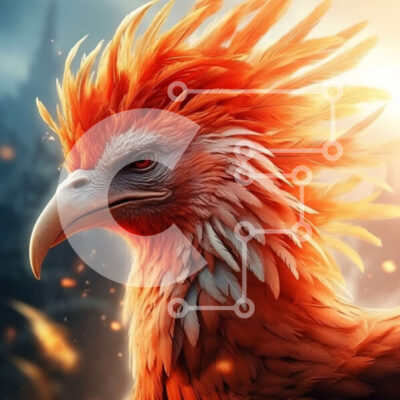 Intra Συλλεκτικό Ξύλινο Παζλ Plywood  4mm - Αγριό κόκκινο και πορτοκαλί πουλί με φλόγες Σε Ξύλινο Κουτί - Διαστάσεις: 10x10 cm – 25 κομμάτια - Image 1